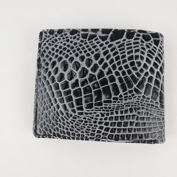 Roger Ximenez Wallet Men's Shadow Gray Mock Croc Genuine Leather Wallet NEW - Picture 6 of 13